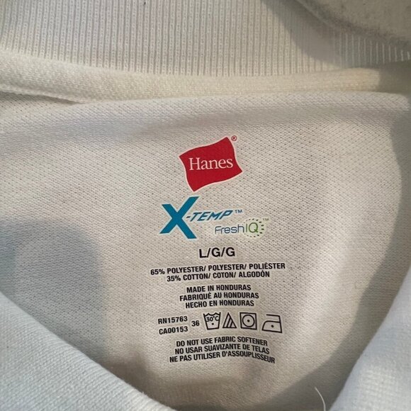 Hanes, Men's short sleeve white polo, Size Large - Picture 5 of 5